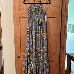 Free People Heat Wave Maxi Dress in Blue and Yellow